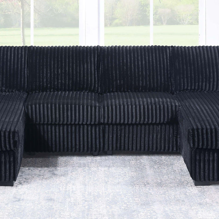U-Shaped Sectional Set With Cushion Back Armless Chairs Right And Left Arm Chaise