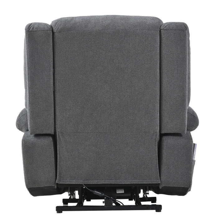 Power Lift Recliner Chair With Extended Footrest, Remote Control, Cup Holders, And Side Pockets