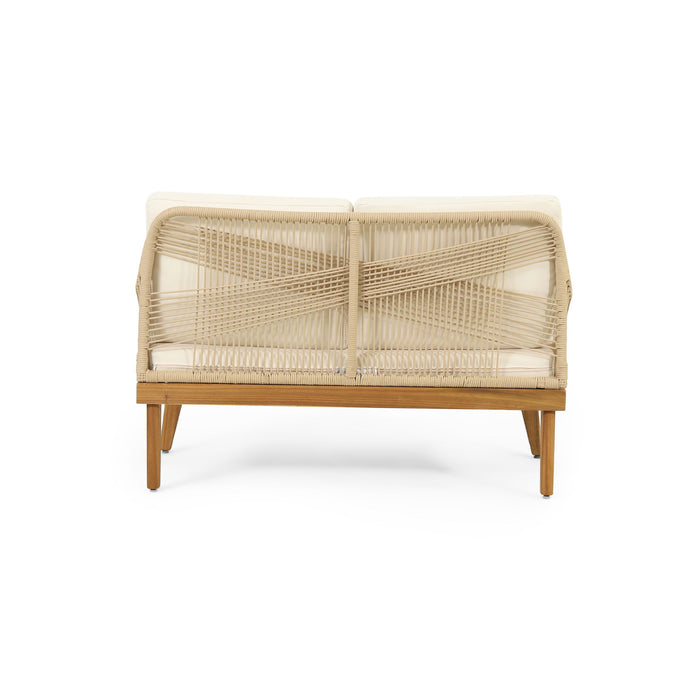 Hueber - Outdoor And Rope 4 Seater Chat Set With Cushions - Teak