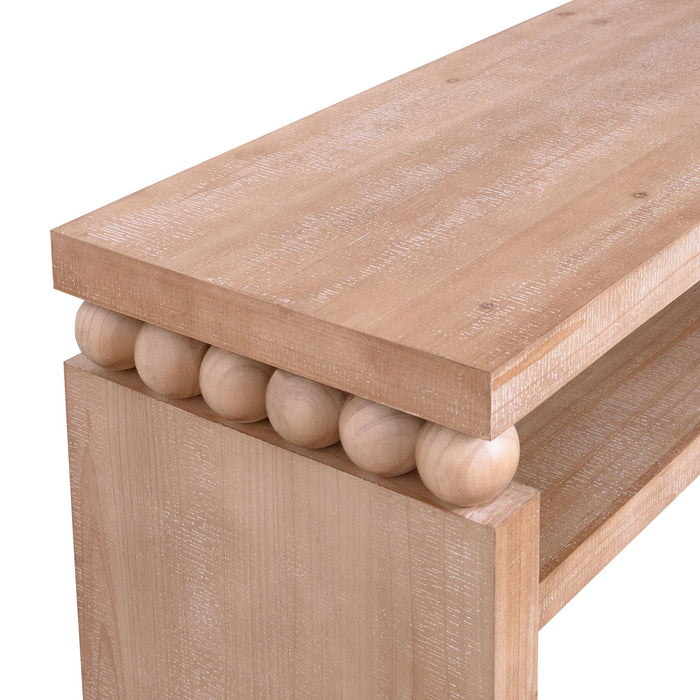 Modern Rustic Console Table, Wood Entryway Table With Shelf & Decorative Bead Detail - Natural