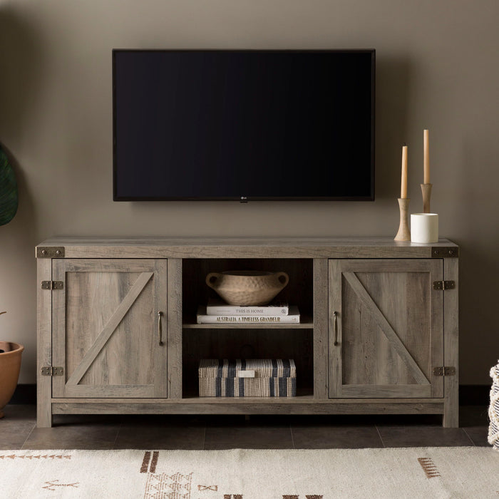 Farmhouse Barn Door TV Stand For TVs Up To 65"