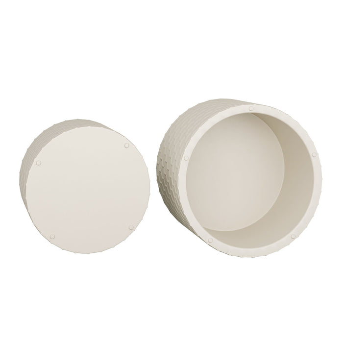 Minimalist Honeycomb Nesting Coffee Table Set, Round Drum Circle Table (Set of 2) - Beige