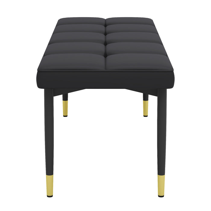 Multifunctional Shoe Bench, Sturdy Metal Legs With Gold Accents - Black