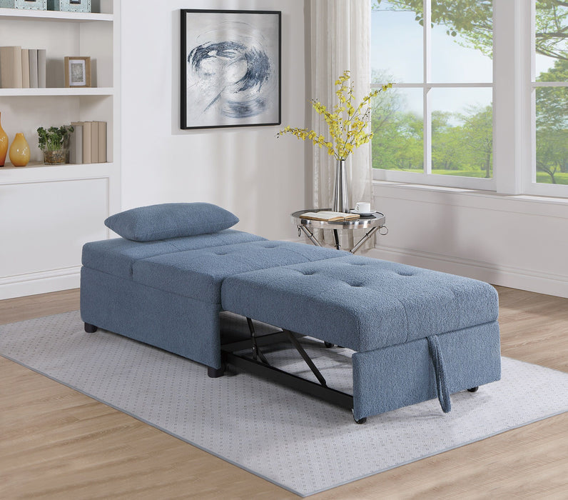 Contemporary Blue Gray Sleeper Sofa Chair Pillow Plush Tufted Seat Convertible Sofa Chair Sherpa Fabric Couch