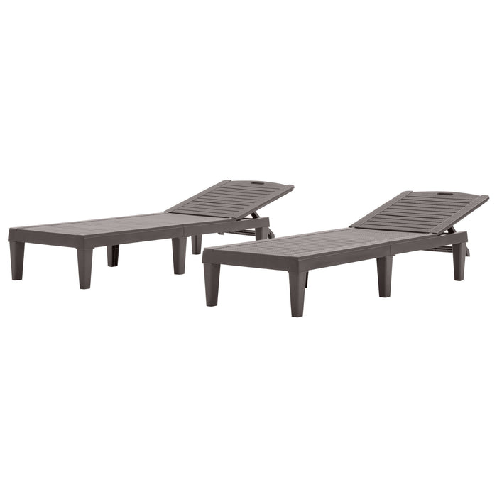 2 Piece Outdoor Chaise Lounges With Adjustable Backrest