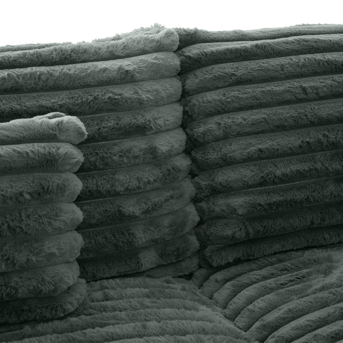 Plush Oversized Double Chaise Lounge Sofa Bed With USB Ports And Cup Holders