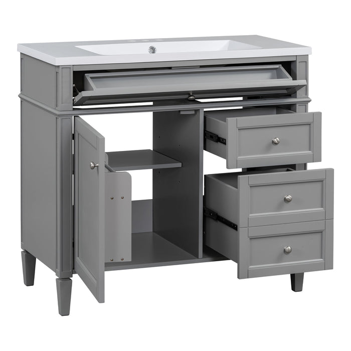 Bathroom Vanity & Top Sink, Modern Bathroom Storage Cabinet With 2 Drawers And A Tip-Out Drawer