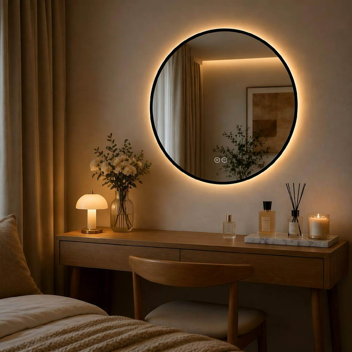 Round Framed Dimmable ED Bathroom Mirror With Anti Fog