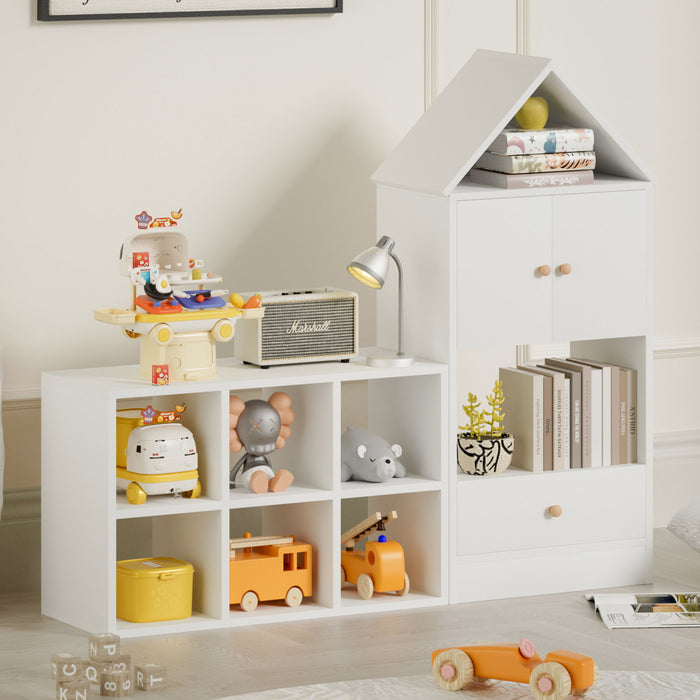 Versatile Children's Bookshelf With House Shaped Design, Multi Functional Storage