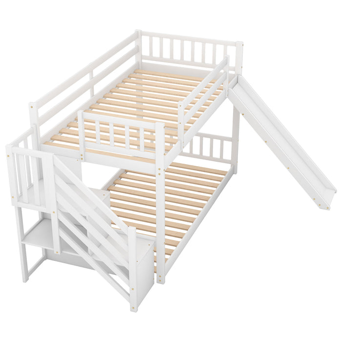 Bunk Bed With Convertible Slide And Stairway