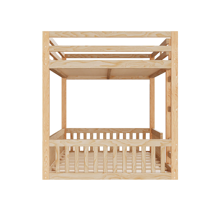 Stylish Bunk Bed With Ladder And Guardrails