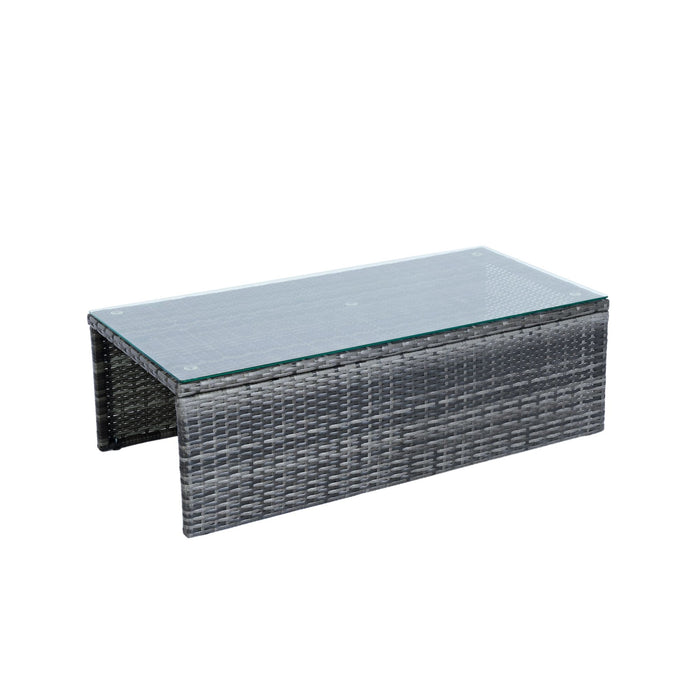 6 Piece Patio Wicker Sectional Set Patio Backyard Conversation Set Space Saving - Gray / Black