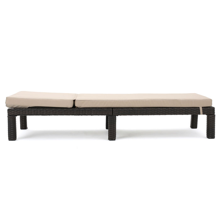 Puerta - Chaise Lounge Frame Cushion Outdoor Wicker Iron - Beige / Dark Brown