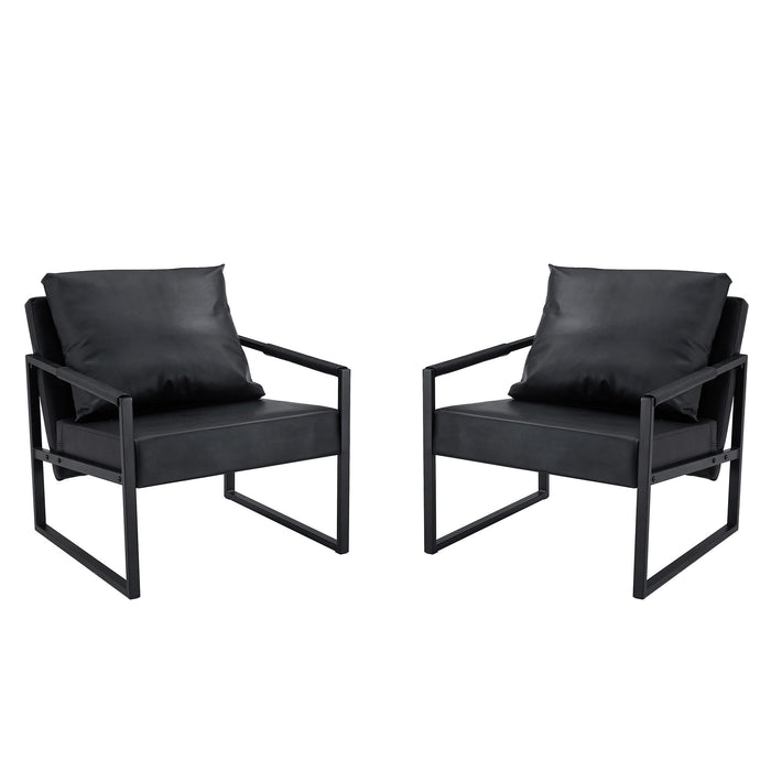 Classic Leather And Metal Frame Sofa, Ergonomically Designed, A Perfect Blend Of Modern And Industrial Styles