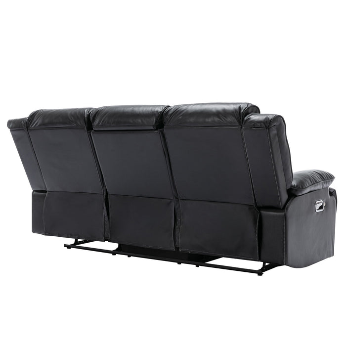 3 Seater Home Theater Recliner Manual Recliner Chair With A LED Light Strip Two Built-In Cup Holders For Living Room