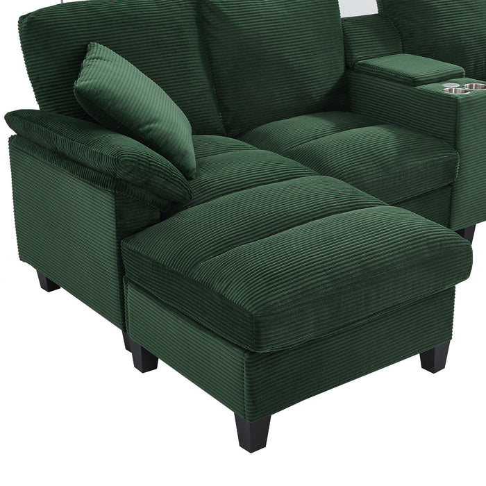 Modern U-Shaped Sectional Sofa With Storage Ottomans