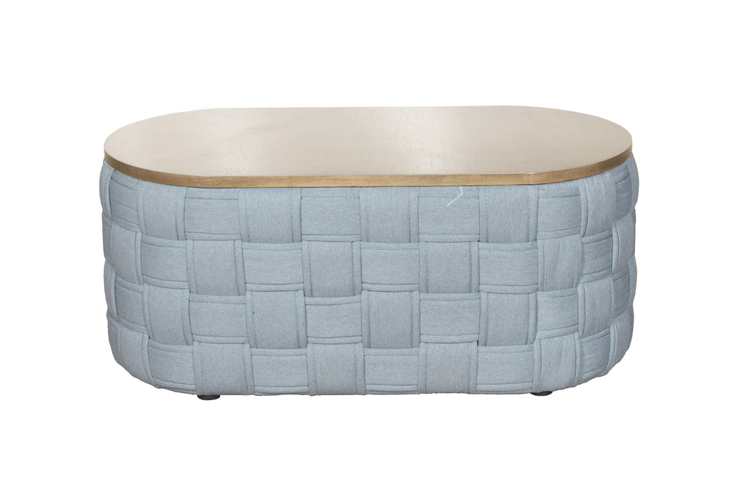 Acme Saree Coffee Table, Light Teal Chenille Lv02349