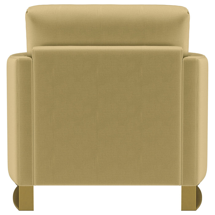 Corliss Upholstered Curved Track Arm Chair Camel