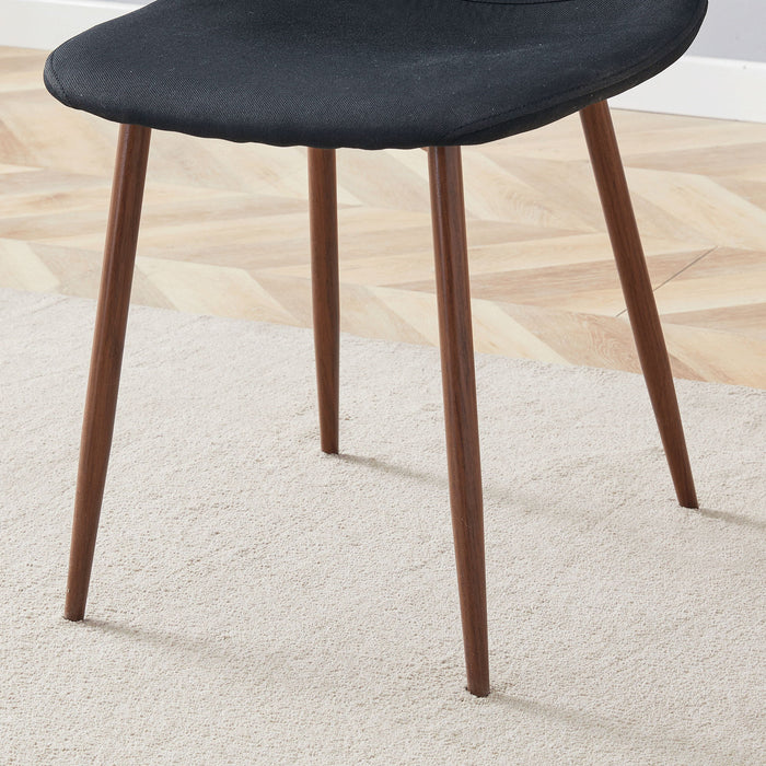 Luxury Simple Chair (Set of 4) Linen Cotton High Resilience Dining Chair With Metal Color Leg - Black / Walnut