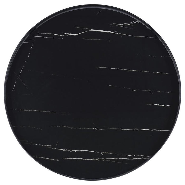 Briggs - Round Marble Printed Glass Top End Side Table