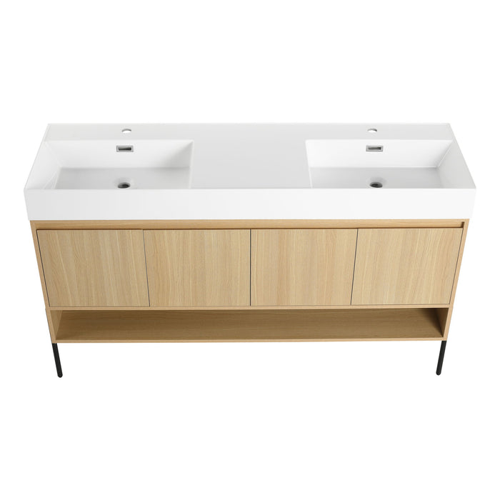 Modern Bathroom Vanity Combo With Single Resin Sink And Storage Cabinet