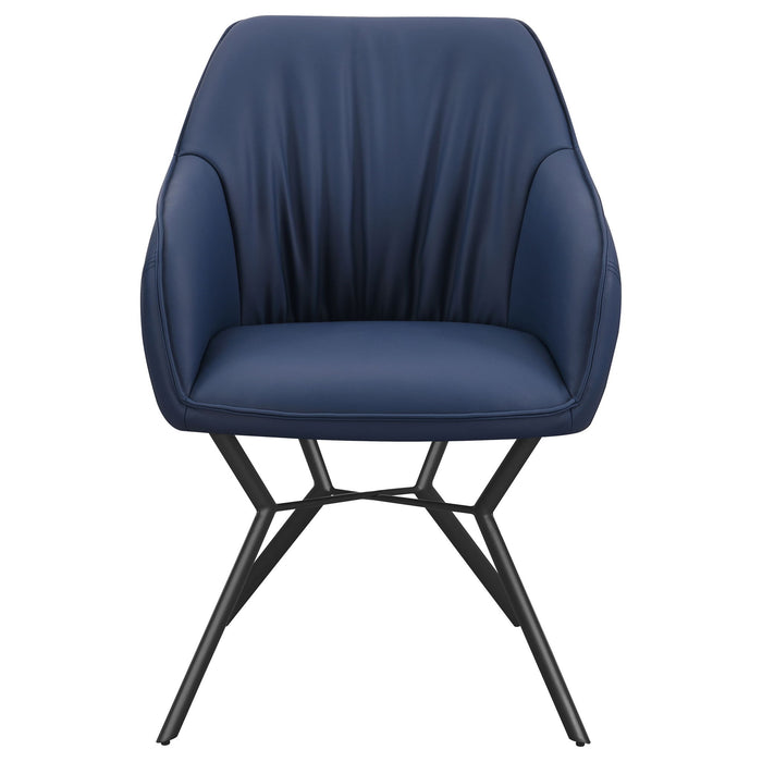 Upholstered Dining Chairs (Set of 2) Retro Bucket Seat - Blue