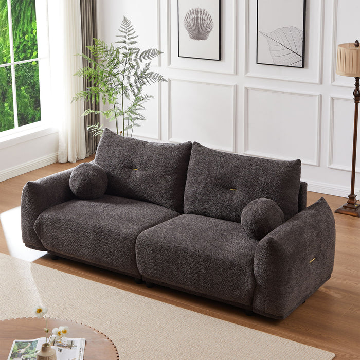 2 Seater Cushion Sofa With 2 Cushions And 2 Ball Pillows