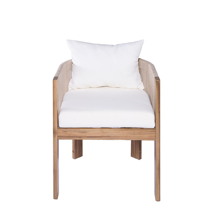 Matera - Patio Dining Chair (Set of 2) With Wraparound Back And Removable Cushion Cover - Teak / Beige