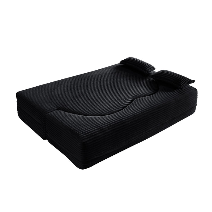 Floor Convertible Sleeper Sofa Bed With 2 Pillows