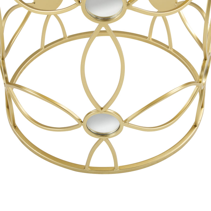Modern Side Table With Mirror Top And Metal Frame - Gold / Clear