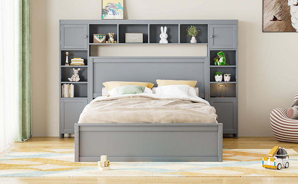 Bed With All In One Cabinet, Shelf And Sockets
