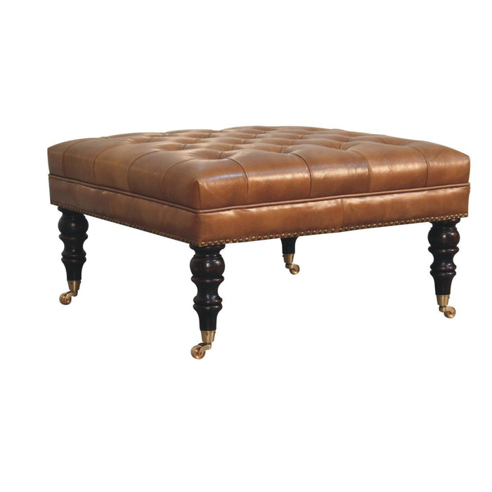 Buffalo - Leather Ottoman With Castor Legs