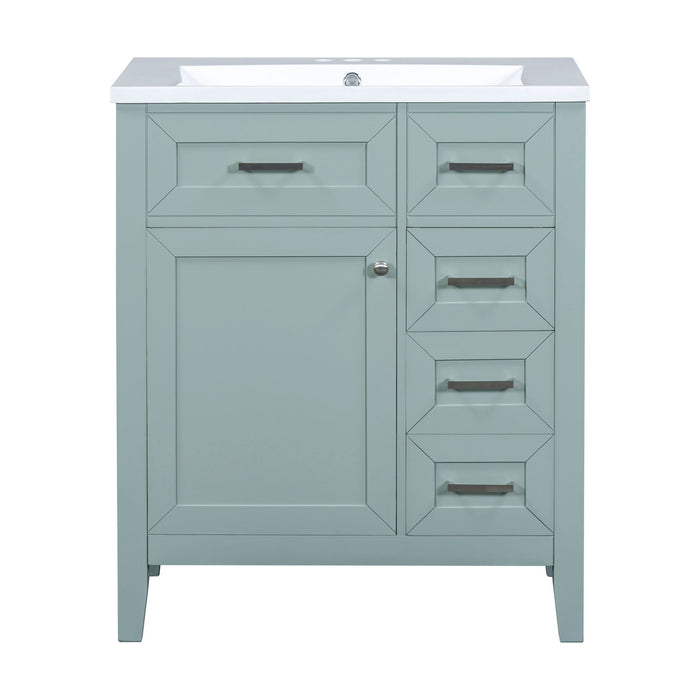 30" Bathroom Vanity With Sink Combo, Bathroom Cabinet With Drawers - Green