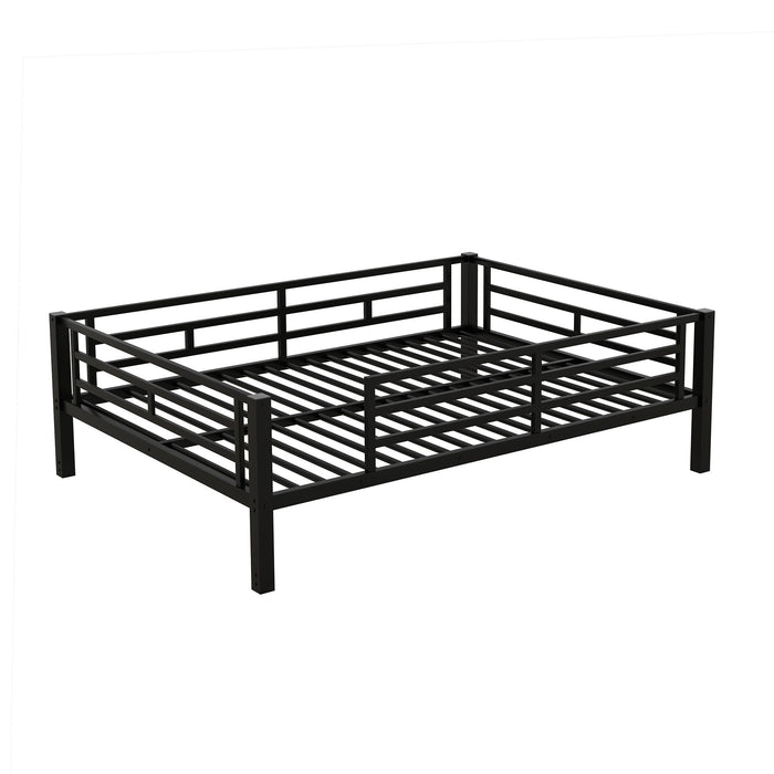 Full Size Convertible Bunk Bed With 2 Drawers Durable - Black