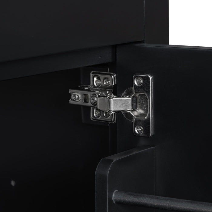 Bathroom Vanity With Ceramic Sink, Modern Single Bathroom Cabinet With 2 Doors And A Shelf, Soft Close Doors