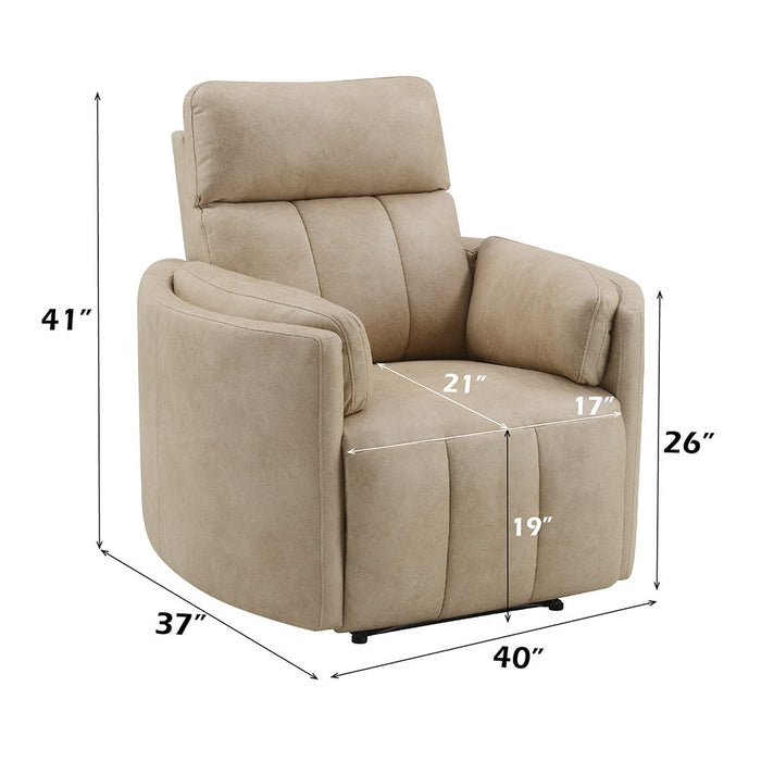 Elison - Motion Glider Recliner With Swivel - Dark Beige Polish Microfiber