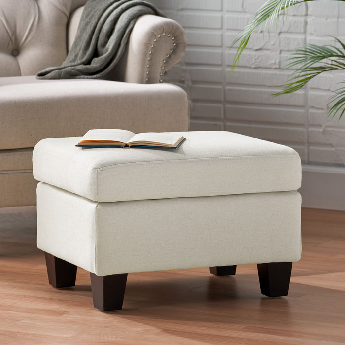 Springfield - Ottoman Contemporary Design Fabric Birch Wood Legs - Beige