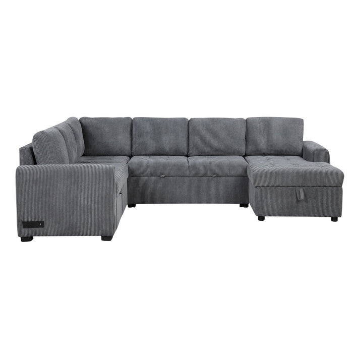 U-Shaped Sofa Sectional Sofa Pull-Out Sofa Bed With A Storage Chaise Lounge, Charging Devices For Living Room