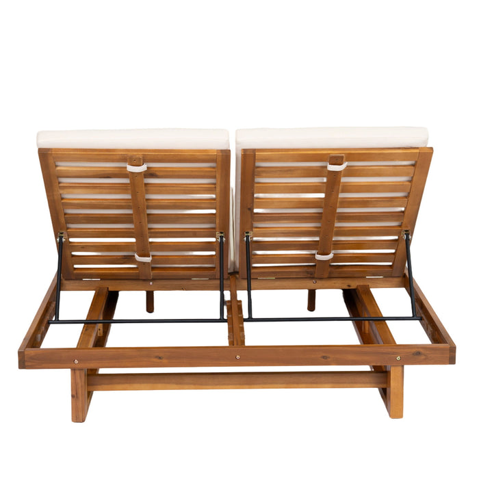 Double Sunlounger With Adjustable Backrest - Beige
