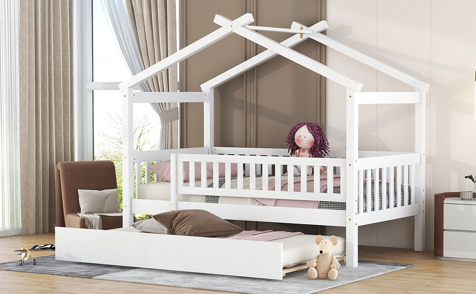Creativity House Bed With Twin Size Trundle