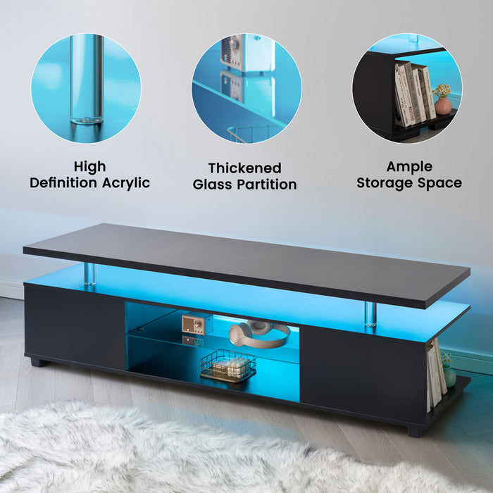 TV Stant With LED And Large Side Cabinet