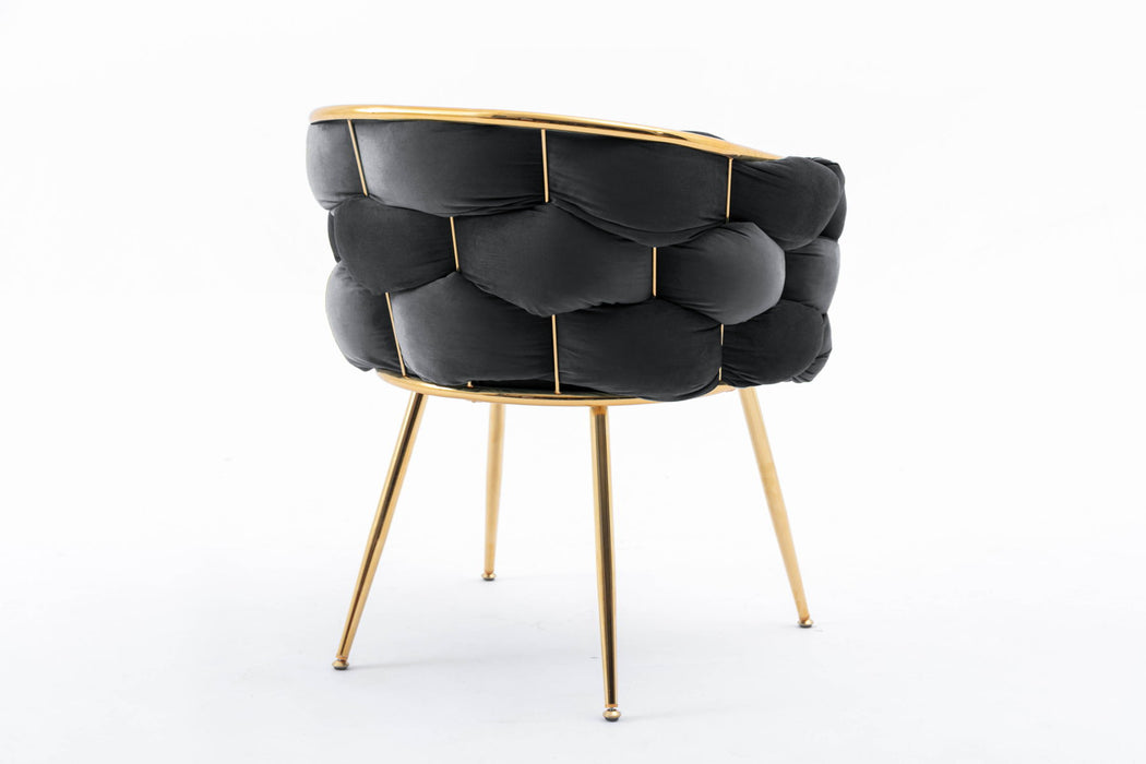 Luxury Modern Simple Leisure Velvet Single Sofa Chair Bedroom Lazy Person Household Dresser Stool Manicure Table Back Chair - Black
