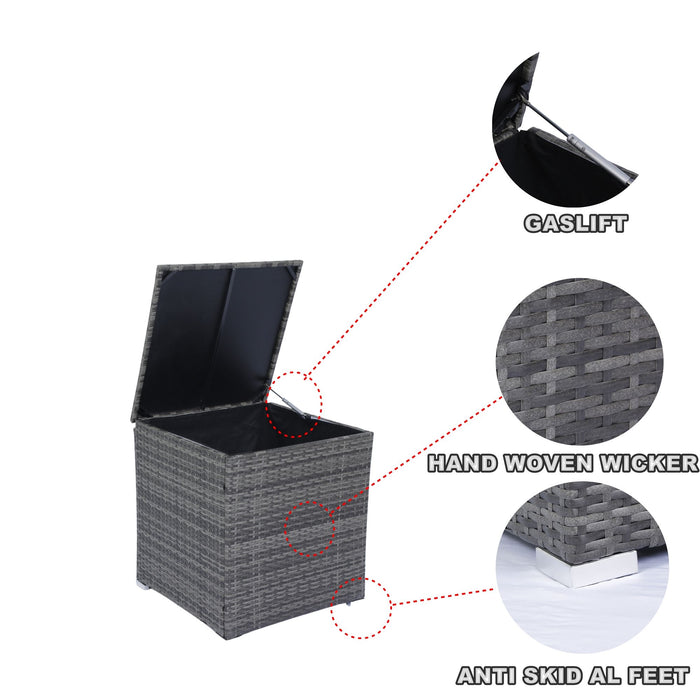 8 Piece Patio Sectional Wicker Rattan Outdoor Furniture Sof Set With One Storage Box Under Seat And Cushion Box - Gray / Black