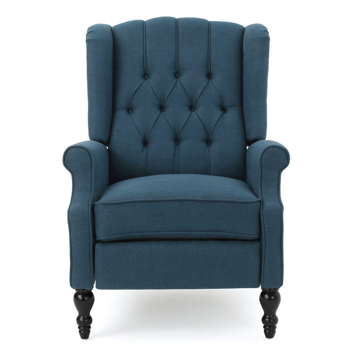 Armchair Recliner With Pushback Mechanism And Wingback Design