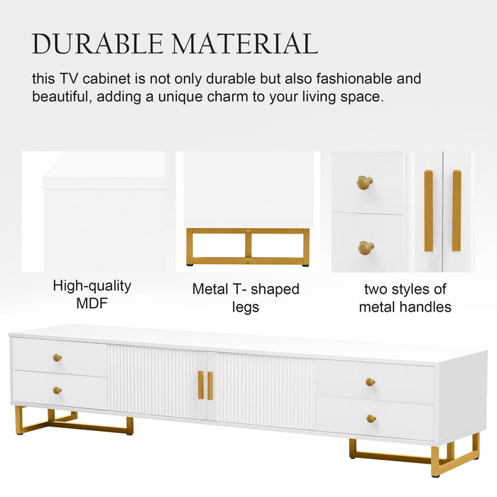 TV Media Console Table, TV Stand With Storage For Living Room - White
