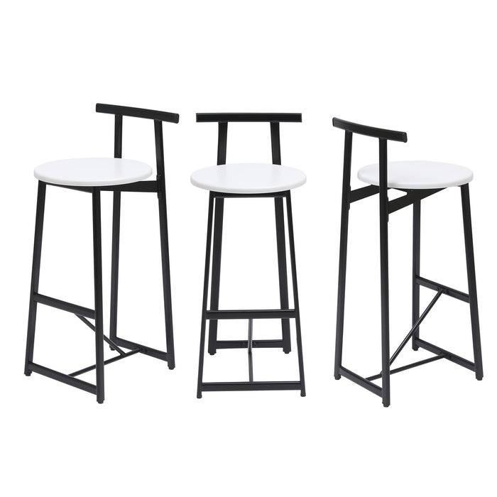 Modern Bar Stools With Backrest For Kitchen (Set of 3)