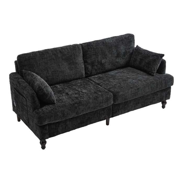 Chenille 2 Seater Sofa With LED Light, USB Charging Port, And Storage Bag