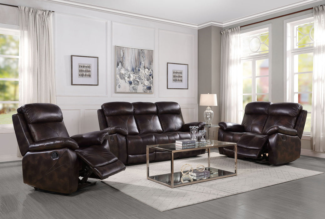 Perfiel - Motion Sofa - Two Tone Dark Brown Top Grain Leather