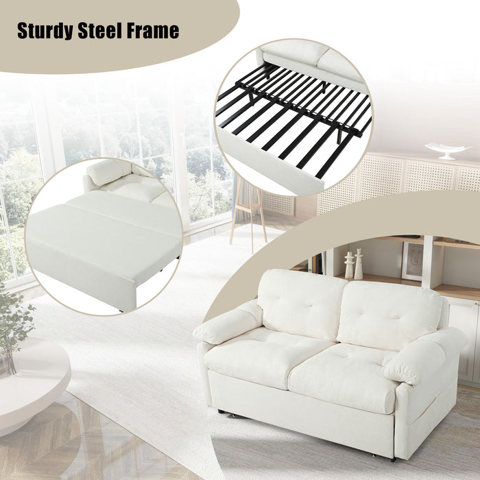 Modern Convertible Sleeper Sofa Bed With Pull-Out Queen Design, Side Storage & Thick Cushions