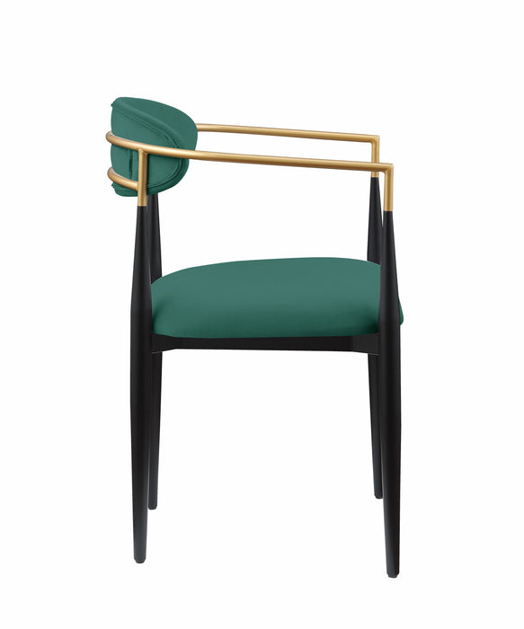 Modern Contemporary 2 Pieces Side Chairs Green Fabric Upholstered Ultra Stylish Chairs Set
